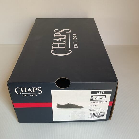Chaps Casual Comfort Men’s  Sneakers  Gray Canvas Charcoal Size 8.5M New in Box - Picture 13 of 13